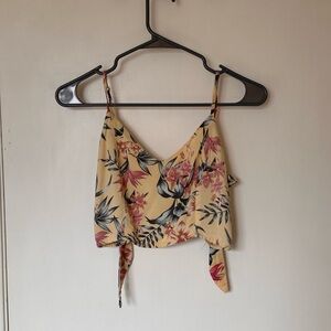 H&M Pink and Red Tie Front Crop Top